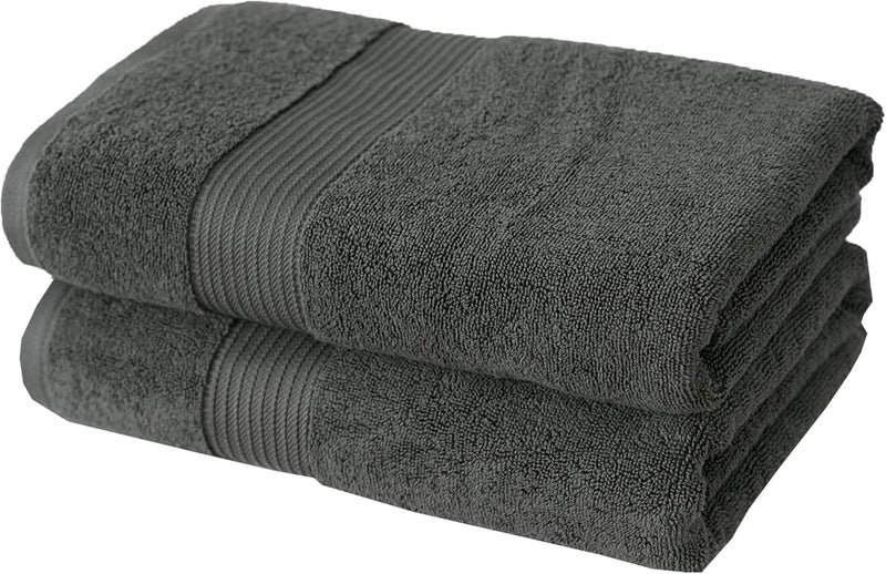 Siesta Zen Premium 100% Egyptian Cotton Bath Towels (Pack of 2) - 70x140cm, Super Soft & Absorbent, 600 GSM, Quick Dry, Fade Resistant - Grey - Image 2